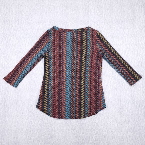 Travel Elements Tunic Women’s S Multicolor 3/4 Sleeve Stretch Asymmetrical Boho - Picture 4 of 9